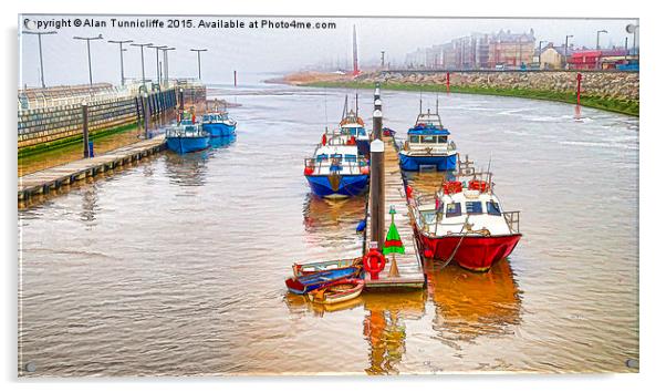 Vibrant Fishing Boats Acrylic by Alan Tunnicliffe