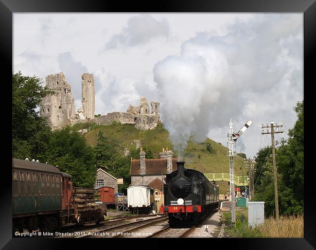 Steam at Corfe Castle Framed Print by Mike Streeter