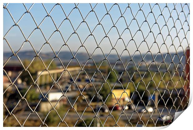 Wire fence to protect the industrial landscape Print by Adrian Bud