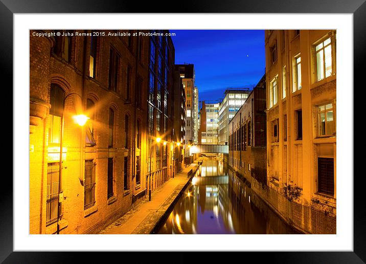 Manchester Canals at Dusk Framed Mounted Print by Juha Remes