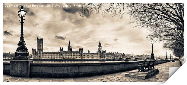 Houses of Parliament at Dusk Print by Adrian Brockwell