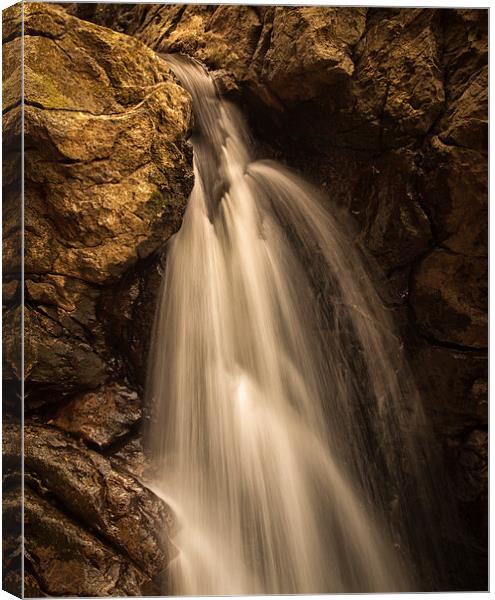  Dinas Rock waterfalls Canvas Print by Leighton Collins