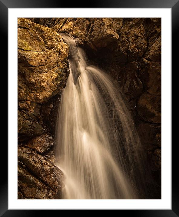  Dinas Rock waterfalls Framed Mounted Print by Leighton Collins