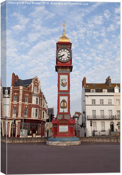  Weymouth's Clock in April Early Morning Canvas Print by Paul Brewer