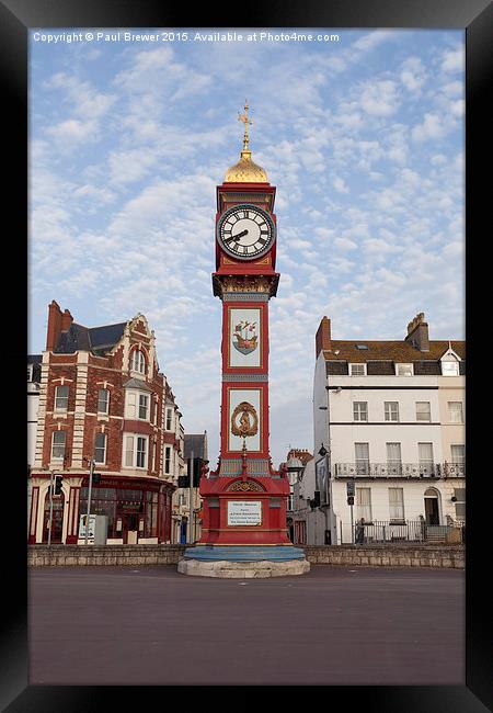  Weymouth's Clock in April Early Morning Framed Print by Paul Brewer