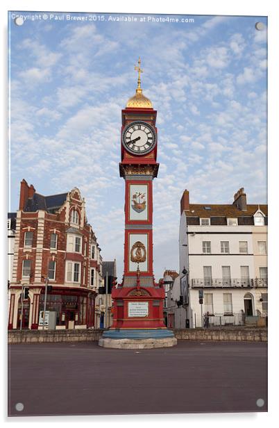  Weymouth's Clock in April Early Morning Acrylic by Paul Brewer