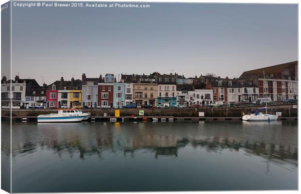  Weymouth's Harbour front at Sunrise April 2015 Canvas Print by Paul Brewer