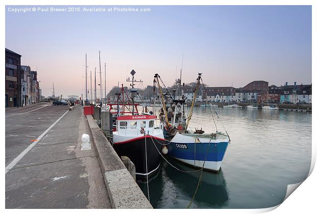  Two Trawlers at Sunrise Print by Paul Brewer
