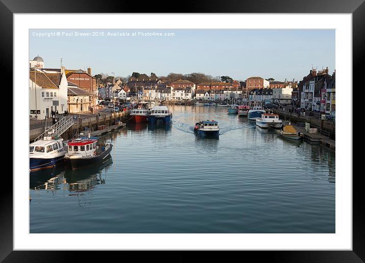  Weymouth Harbour Dorset close to Sunset in Winter Framed Mounted Print by Paul Brewer
