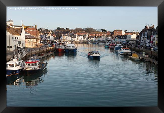  Weymouth Harbour Dorset close to Sunset in Winter Framed Print by Paul Brewer