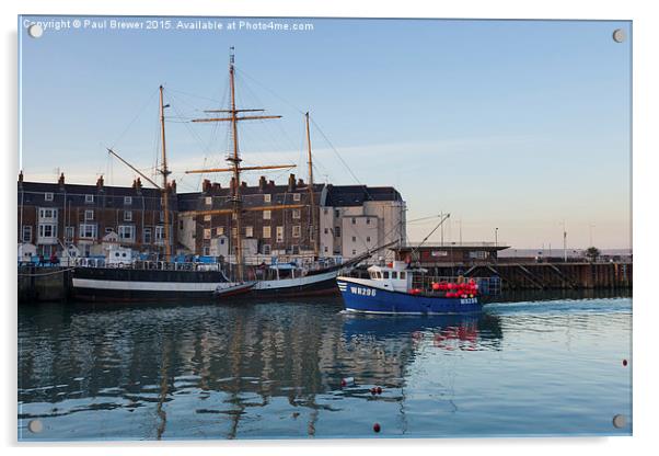  The Pelican in Weymouth Harbour Winter 2015 Acrylic by Paul Brewer