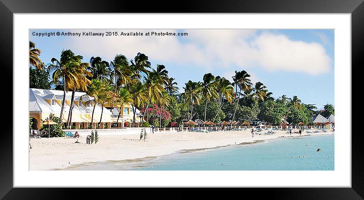  ANTIGUA BEACH SCENE Framed Mounted Print by Anthony Kellaway