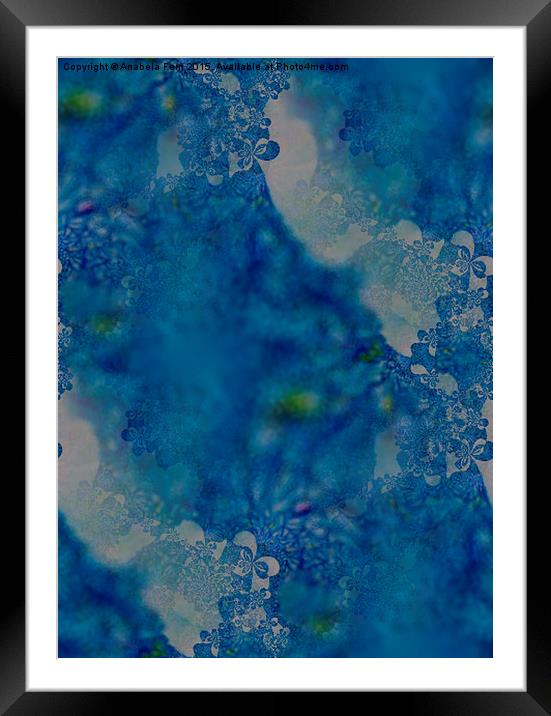  Blue and white abstract, fractal trace Framed Mounted Print by Anabela Fern