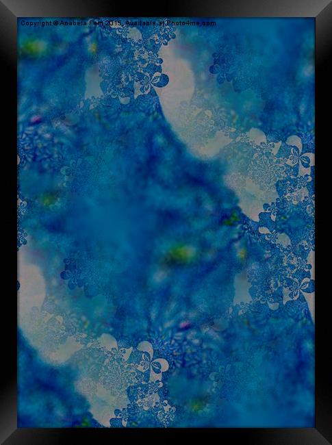  Blue and white abstract, fractal trace Framed Print by Anabela Fern