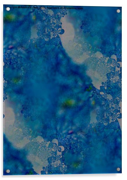  Blue and white abstract, fractal trace Acrylic by Anabela Fern
