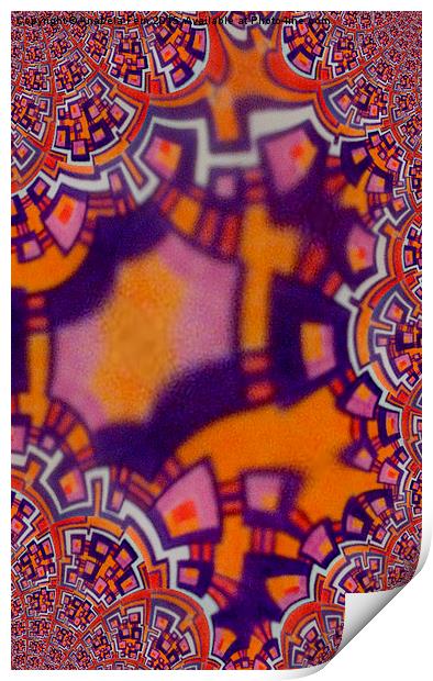 orange and purple squares abstract Print by Anabela Fern