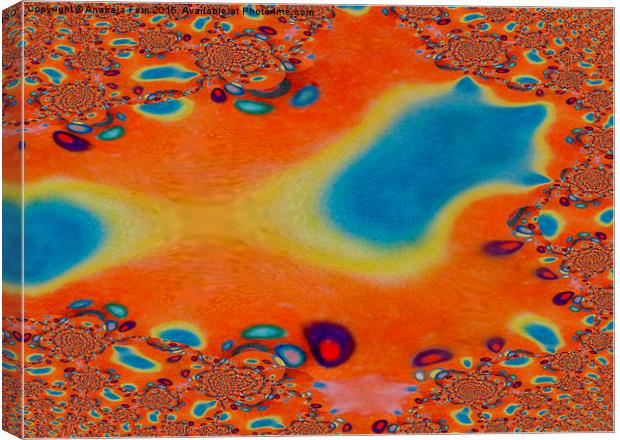  fractal trace abstract in orange and blue with pi Canvas Print by Anabela Fern