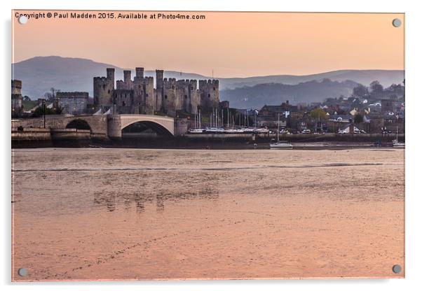 Conwy Castle and harbour at dusk Acrylic by Paul Madden
