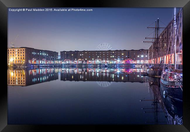 Albert Dock at Night Framed Print by Paul Madden