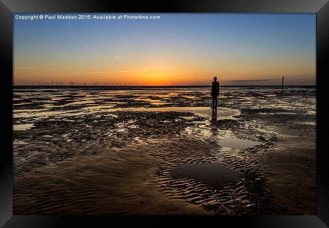 Crosby Beach Sunset Framed Print by Paul Madden