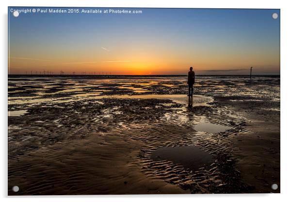 Crosby Beach Sunset Acrylic by Paul Madden