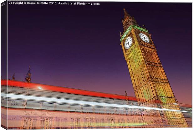  Big Ben at Night Canvas Print by Diane Griffiths