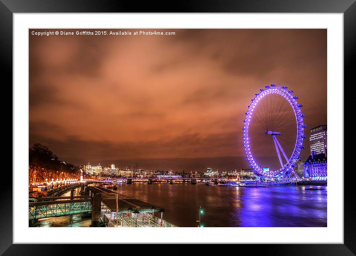 View Across The Thames at Night Framed Mounted Print by Diane Griffiths