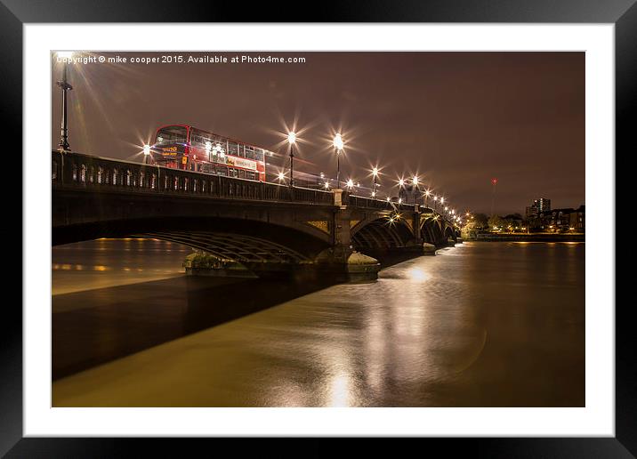 Battersea bridge buses Framed Mounted Print by mike cooper