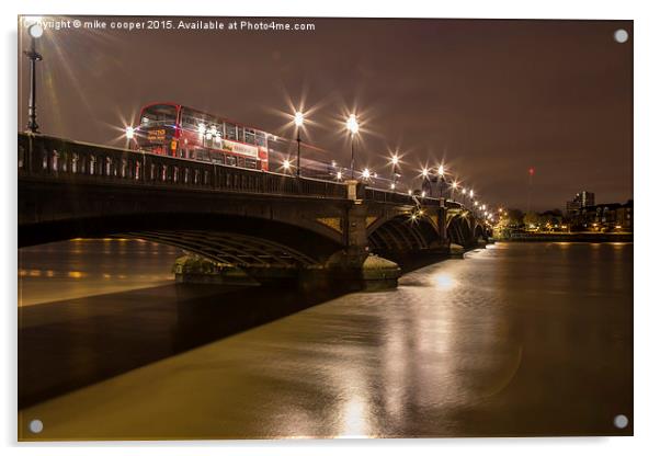 Battersea bridge buses Acrylic by mike cooper