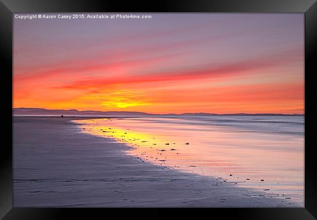Sunset at Findhorn Framed Print by Aaron Casey