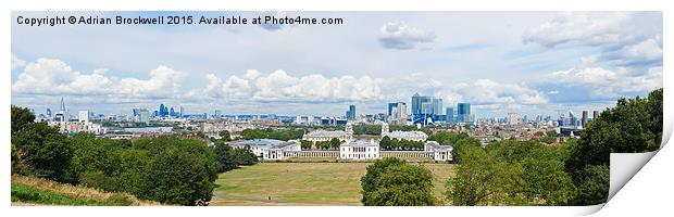  City Skyline from Greenwich Park Print by Adrian Brockwell