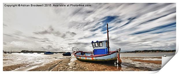 Fishing Boat at low tide Print by Adrian Brockwell