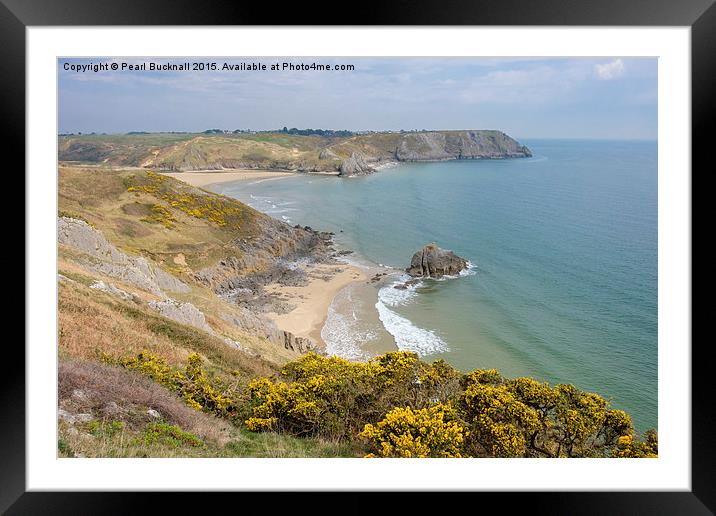 Three Cliffs Bay Gower Framed Mounted Print by Pearl Bucknall