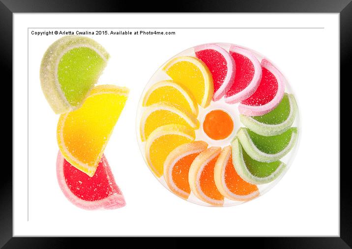chewy gumdrops sweets with fruit flavor  Framed Mounted Print by Arletta Cwalina