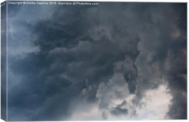 clouds billowy sky stormy weather Canvas Print by Arletta Cwalina