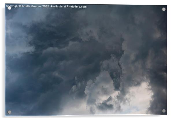 clouds billowy sky stormy weather Acrylic by Arletta Cwalina