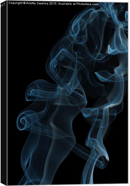 blue whirl curled and twisted smoke abstract  Canvas Print by Arletta Cwalina