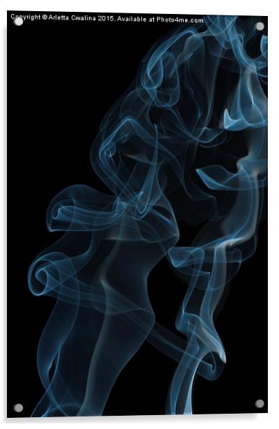 blue whirl curled and twisted smoke abstract  Acrylic by Arletta Cwalina
