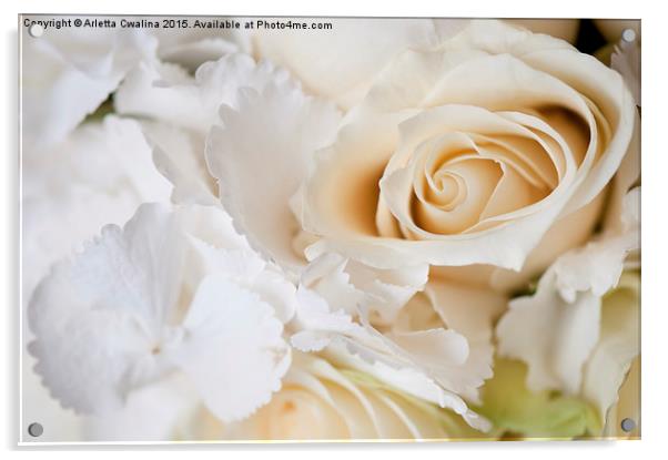 Wedding white flowers bouquet Acrylic by Arletta Cwalina