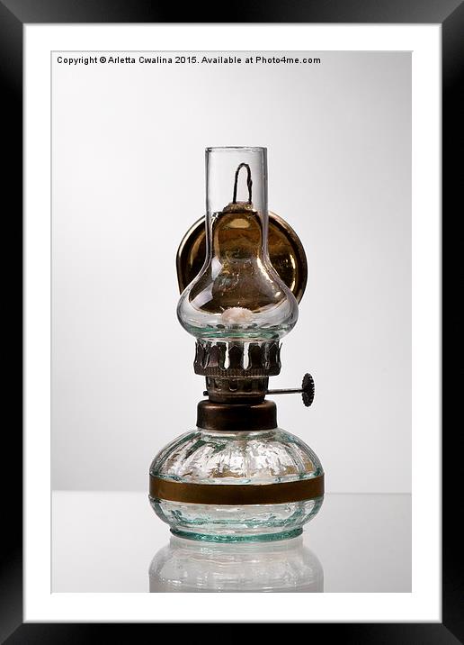 retro styled glass decorative oil lamp  Framed Mounted Print by Arletta Cwalina