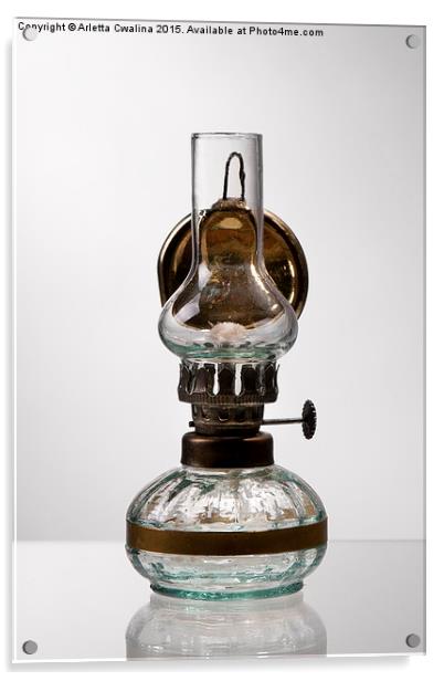 retro styled glass decorative oil lamp  Acrylic by Arletta Cwalina