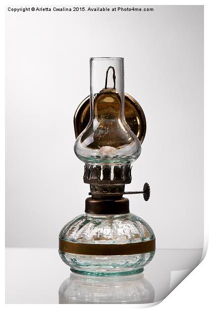 retro styled glass decorative oil lamp  Print by Arletta Cwalina