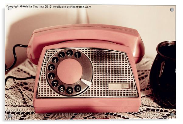 Retro rotary dial phone sepia toned  Acrylic by Arletta Cwalina