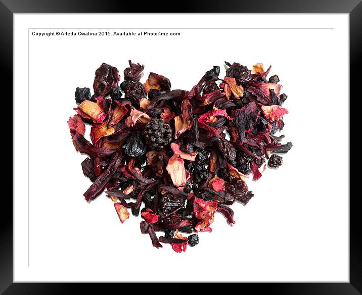 Dried mix of red fruits and plants petals tea  Framed Mounted Print by Arletta Cwalina