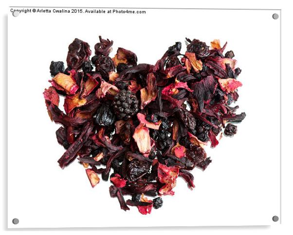 Dried mix of red fruits and plants petals tea  Acrylic by Arletta Cwalina