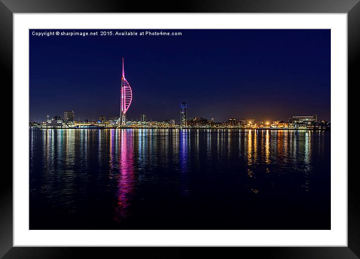  Portsmouth Harbour Waterfront at Dusk Framed Mounted Print by Sharpimage NET