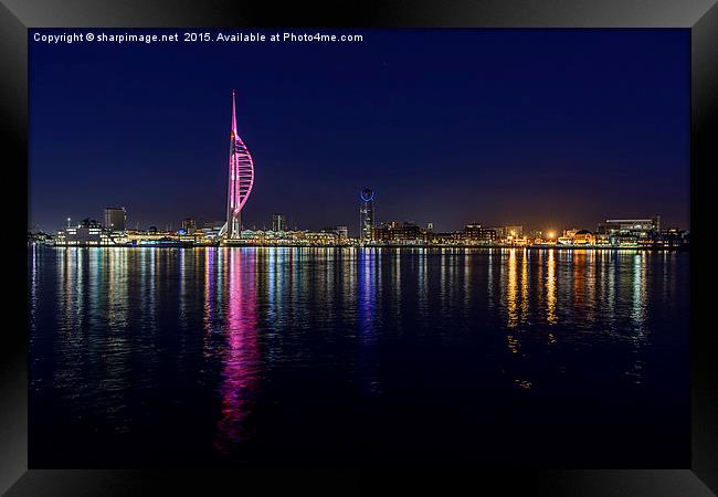  Portsmouth Harbour Waterfront at Dusk Framed Print by Sharpimage NET