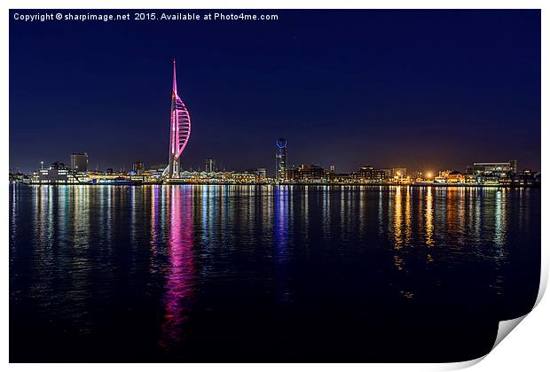  Portsmouth Harbour Waterfront at Dusk Print by Sharpimage NET