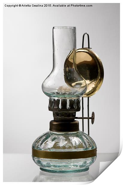 retro style glass decorative oil lamp Print by Arletta Cwalina