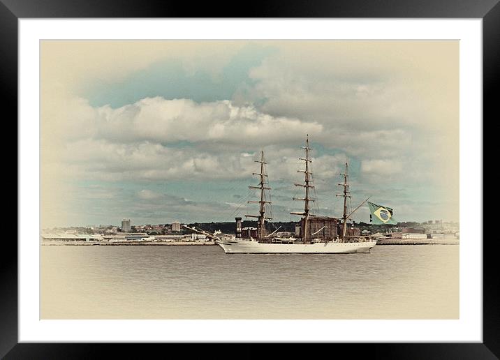 A tall ship on the river mersey Framed Mounted Print by ken biggs